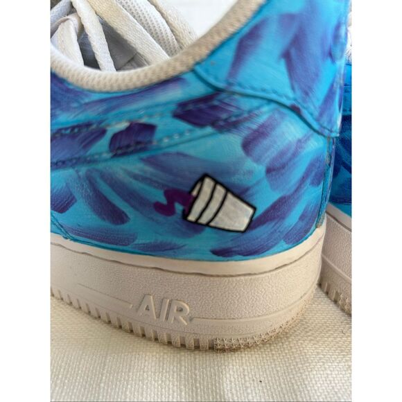 Nike Air Force 1 Low 10.5 Custom Painted Blue Purple Brushstroke CW2288-111 - Picture 9 of 11